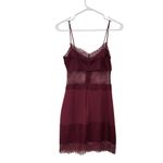 Topshop Spaghetti Strap Sheer Lace Floral Slip Dress Back Zip Burgundy Size 2 Photo 1