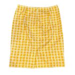 Talbots  Mustard Yellow White Window Pane Geometric Fully Lined Pencil Skirt 8 Photo 2