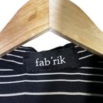 fab'rik  Striped Button Down Blouse Womens M Black White Career Chic Office Photo 3