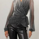 PatBo Ombre warp top metallic silver blouse XS Photo 0