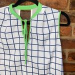 Jealous Tomato  White Blue Green Plaid Sleeveless Keyhole Blouse Size Small Photo 1