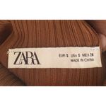 ZARA  Ribbed Knit Turtleneck‎ Cropped Sweater Brown Long Sleeve Top S Photo 5
