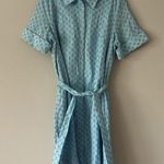 Kate Spade Blue Floral Embroidered Cotton Button Shirt Dress Size Large Summer Photo 2