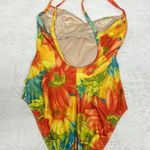 Vibrant Orange and Yellow One Piece Swimsuit with Spaghetti Straps Size M Photo 7