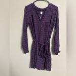 Gap  Henley Shirt Mini Dress Geometric Print Size Small Long Sleeve V Neck New Photo 1