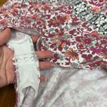 Free People  Intimately Floral Deep V Bodysuit Red Pink Boho Print Size Large EUC Photo 8