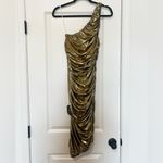 Lulus NWT  Reflections Of Style Shiny Gold One-Shoulder Bodycon Mini Dress Photo 6