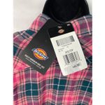 Dickies  Juniors Womens Long Sleeve Loose Fit Button-Down Shirt Pink Plaid‎ XS Photo 4