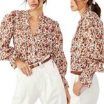 Free People Meant To Be Vintage Floral Puff Sleeve Blouse Top Sz Extra Small XS Photo 1