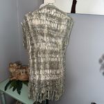 Chico's Chico’s Sage Green Vest GUC Fringe Size 1 Medium Cover Up Shrug Boho Western Photo 6
