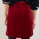 Anthropologie  Connie Holiday Crushed Red Velvet Pencil Skirt Ruched Side Slit 6 Photo 2