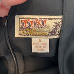 Tiki classics sz6 black w/Palm tree boarder 100% silk sleeveless sheath EUC Size 6 Photo 3