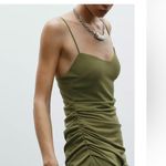 ZARA NWT green draped spaghetti strap midi stretchy dress Photo 7
