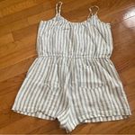 Lou & grey LOFT Linen striped shorts romper sleeveless womens size large Photo 8