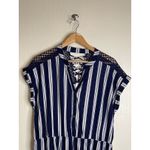 No Boundaries Juniors  Romper Navy Blue Striped Size XXL 19 White Lace Back EUC Photo 2