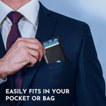 Slim Minimalist Front Pocket RFID Blocking Leather Wallets for Men and Women - Galaxy Black Photo 5