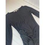 Rachel Roy Black Crew Neck Long Sleeve Ruched Dress Beaded Side Party Size XS Photo 5