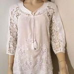 Soft Surroundings 2-pc white rosette lace crotchet embroidery boho top Large Photo 9