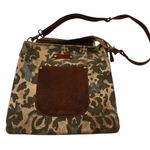 Myra Bags Leather & Canvas Voyager Shoulder Bag Purse Brown Photo 2