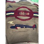 Vintage 80s Berek Hand Knit Pima Cotton Airplane Cardigan Oversized Military Green Size L Photo 7