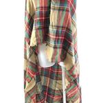 Blanket Scarf Square Tapestry Plaid Fringe Beige Red Green Square 57x53 Photo 1