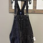 Gap  Acid Wash Black Adjustable Razorback Overalls Pockets and Side Buttons- M Photo 2