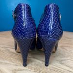 Loeffler Randall  3-Strap Mary Jane Snakeskin Leather Heel Blue Women’s Size 6 Photo 2