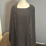 Women’s Black Chiffon 3 Piece Formal Pants Suit Ribbon Detail Size 16 NEW Photo 1