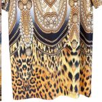 Chico's EUC Ornate Jewel Chain Leopard Pattern Shift Midi Dress Size Medium Photo 5