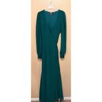 Lulus  Teal Green Long Sleeve Wrap Maxi Dress Size Small READ Photo 8