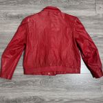 Vintage Women Genuine Red Leather Bomber Zip Front Jacket Made in Korea Sz M Size M Photo 15