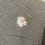 Quacker Factory Medium Gingham Jacket Black White Embroidered Daisy Button Up Photo 15