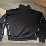 Athleta NWT $109 Womens Forever Fleece 1/2 Zip Piping Sweatshirt Black Medium Photo 4