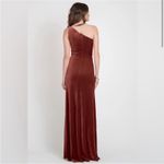 Jenny Yoo Cybill One Shoulder English Rose Rust Velvet Maxi Dress Gown Size 10 Photo 1