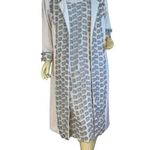 MIDNIGHT VELVET GRAY SHIFT DRESS WITH JACKET & FLORAL APPLIQUE ACCENTS (1X) Silver Photo 0