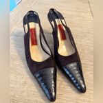 Cole Haan Size 10 Chocolate Brown Suede & Genuine Alligator Slingback Heels Photo 1