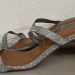 NEW By far sz38 silver metallic slip on heels open Tanya glitter leather sandal Size 7.5 Photo 2