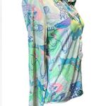 Vintage 90’s mad house Psychedelic Pointed Collar Pastel Floral Shirt Blouse M Blue Size M Photo 3