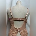 Elegant Lace Bodysuit Intimates underwire Strappy peek hole NWT large Tan Photo 4