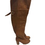 None Over the Knee High Heel Boots Brown Faux Suede Tie Back Women's Shoes 6.5 Photo 6