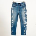 3x1 Higher Ground Distressed Ankle Shredded Boyfriend Jeans Punk Grunge Blue 25 Photo 1
