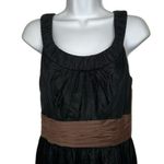 White House | Black Market Black W/Brown Waist Cotton Silk Blend Dress EUC Size 4 Photo 3