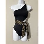 Beach Riot  Carlie Black Cheetah Side Tie One Piece Swimsuit NWOT Size XS Photo 2