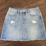 No Boundaries Y2K 2000s Mini Distressed Light Blue Denim Jean Jeans Mini Skirt Mid Rise M / L Photo 4