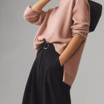 Maeve  Crew Neck Side Slit Tunic Sweater large oversized layered workwear staple Photo 0