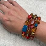 Francesca's Francesca’s Beaded Stone Wrap Blue Red Bracelet Photo 2