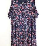 Style & Co Shift Dress Cold Shoulder Floral Stretch Navy Blue Size 4X Photo 0