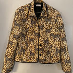 Maggy London Maggy L Jacket 100% Silk Quilted Button Front Zebra Safari Lined Women's 10 Photo 0