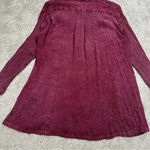 Free People Crinkle Spin Me Tunic Shirt Dress Longsleeve Button Front in Red XS Photo 10