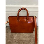 Pratesi Firenze Italian cognac Leather square Satchel Brown cross body bag Photo 1